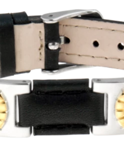 Sabona Black Leather Gem Duet Magnetic Bracelet