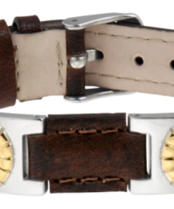 Sabona Brown Leather Gem Duet Magnetic Bracelet